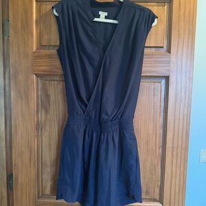 J. Crew Short Romper Women’s 2 Navy Blue Wrap Front Button Front Pockets Dress